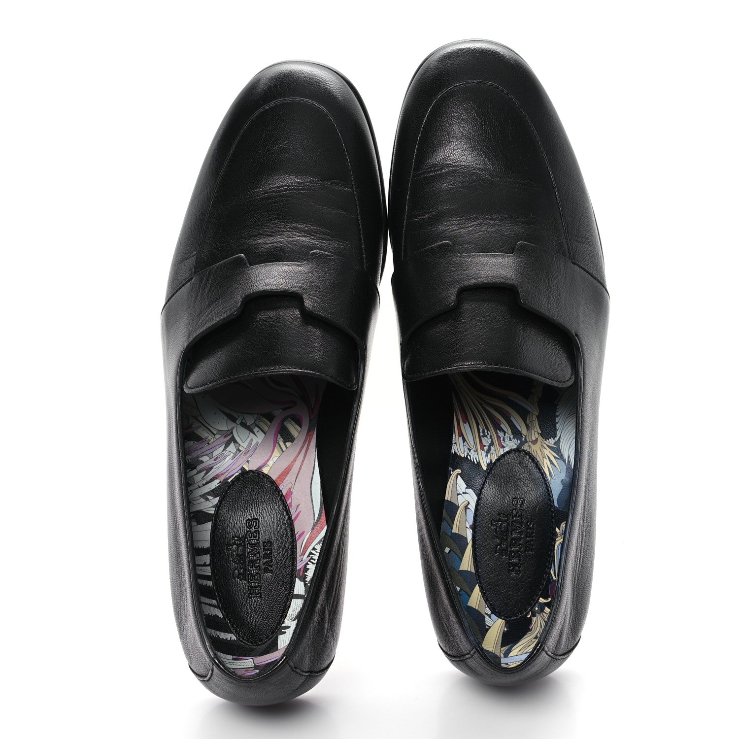 Hermes Goatskin Womens Ancora Moccasin Loafers 36.5 Black 2 of 10