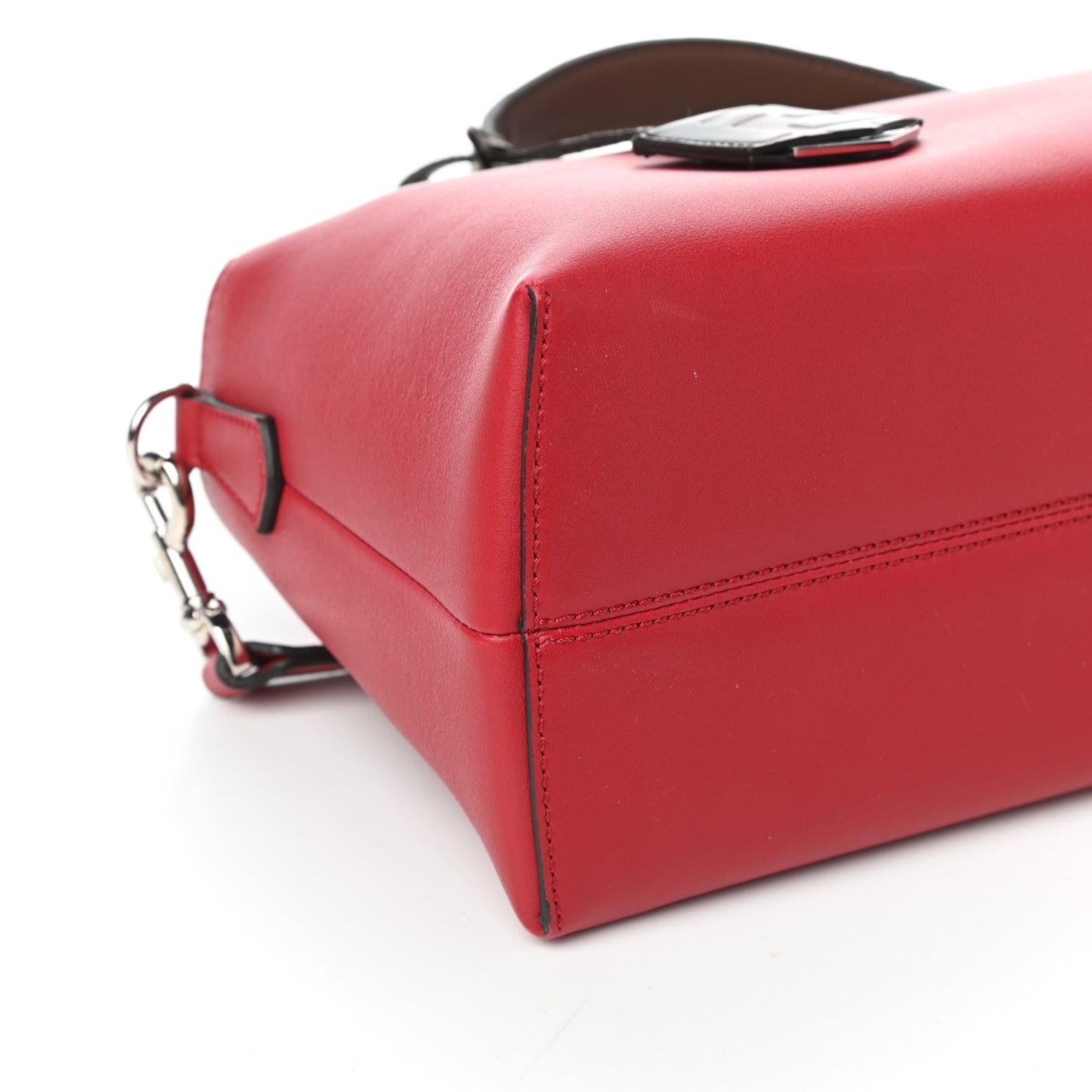 Fendi Vitello Dolce Bi-Color FF 1974 Embossed Medium By The Way Boston Bag Fragola Maya Black 8 of 9