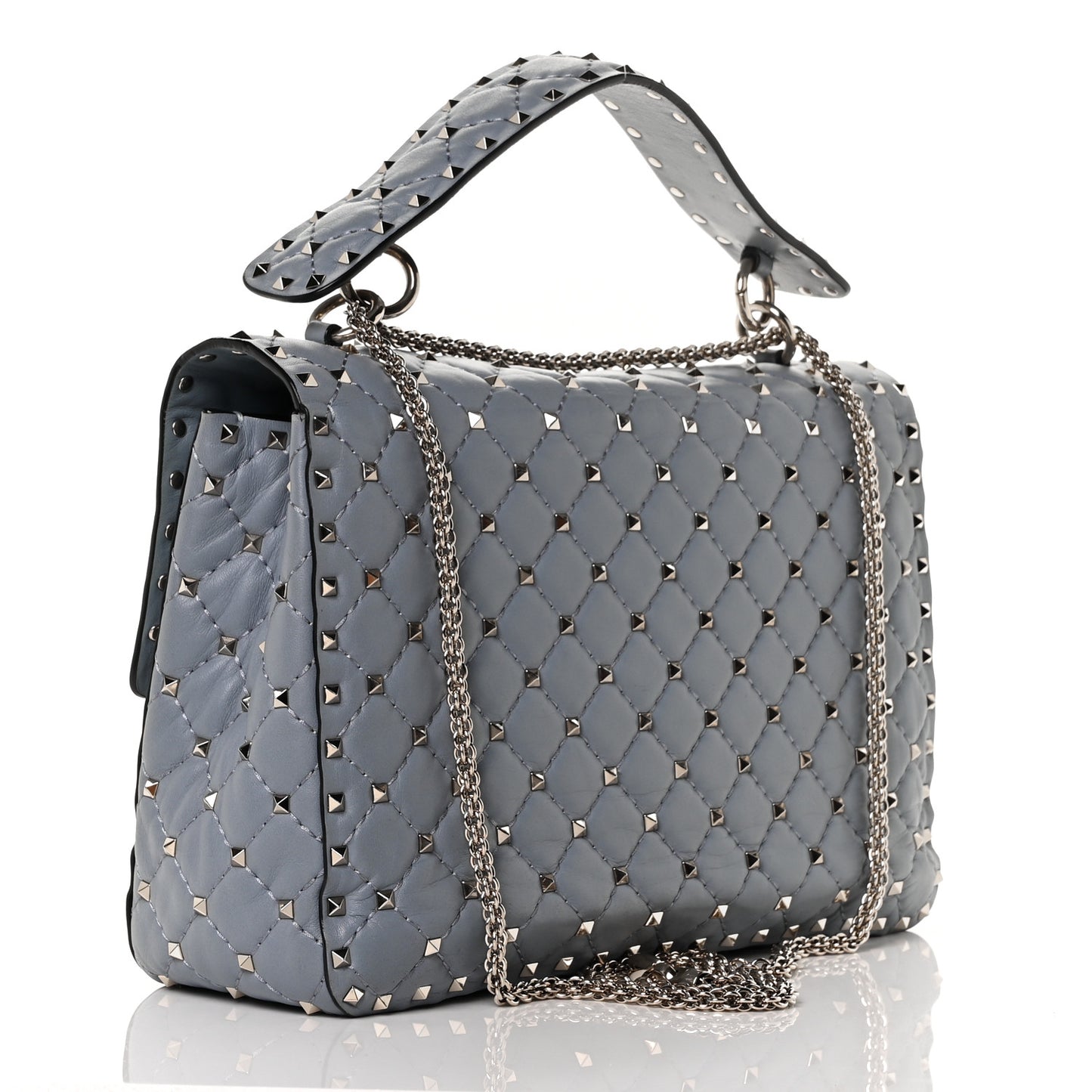 Nappa Large Rockstud Spike Shoulder Bag Light Stone