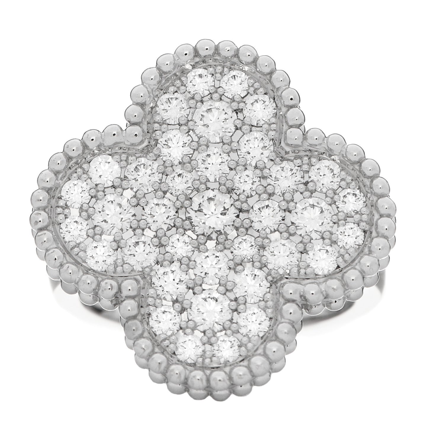 18K White Gold Diamond Magic Alhambra Ring 49 4.75
