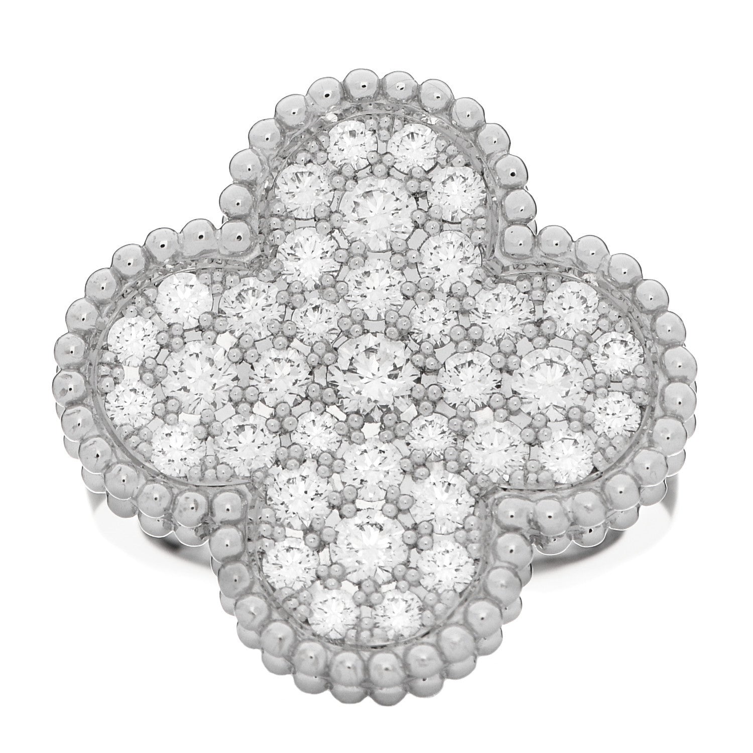 Van Cleef & Arpels 18K White Gold Diamond Magic Alhambra Ring 49 4.75 1 of 5