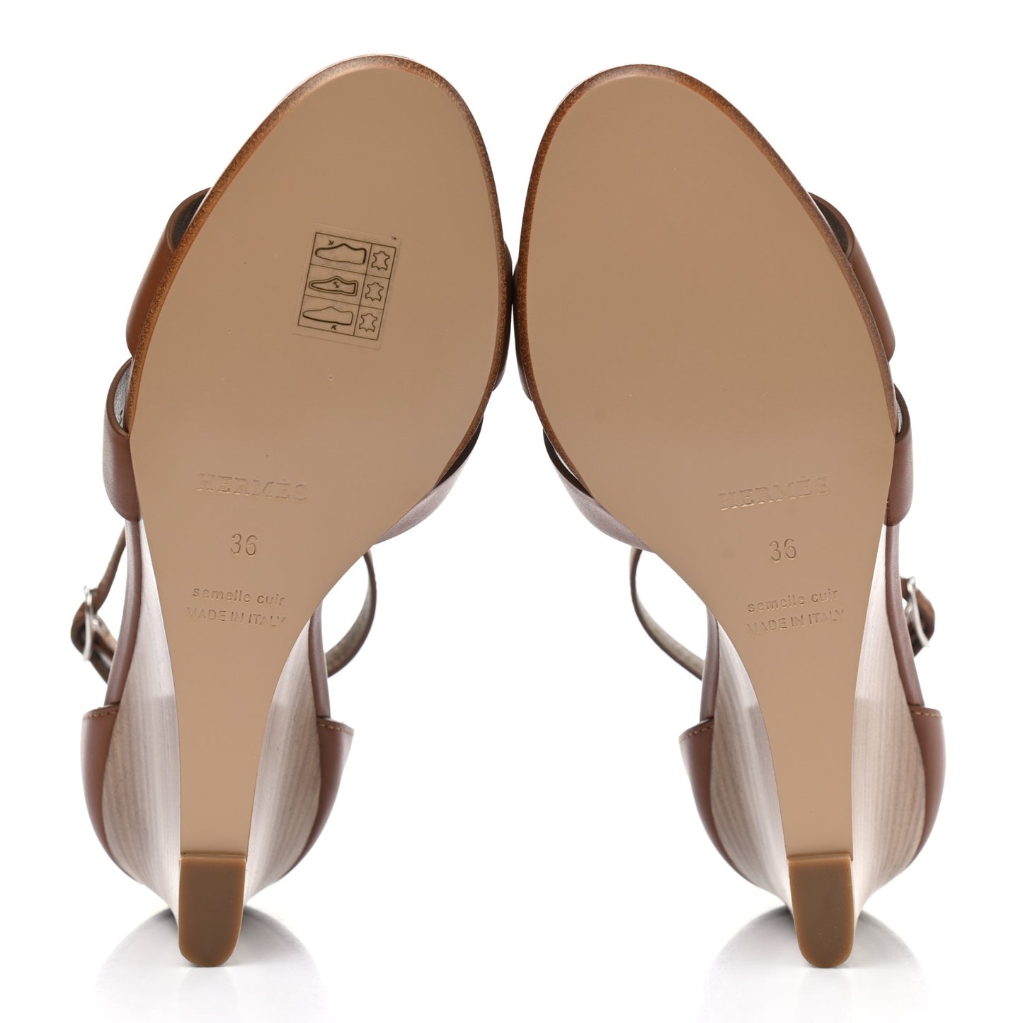 Calfskin Legend Wedge Sandals 36 Gold