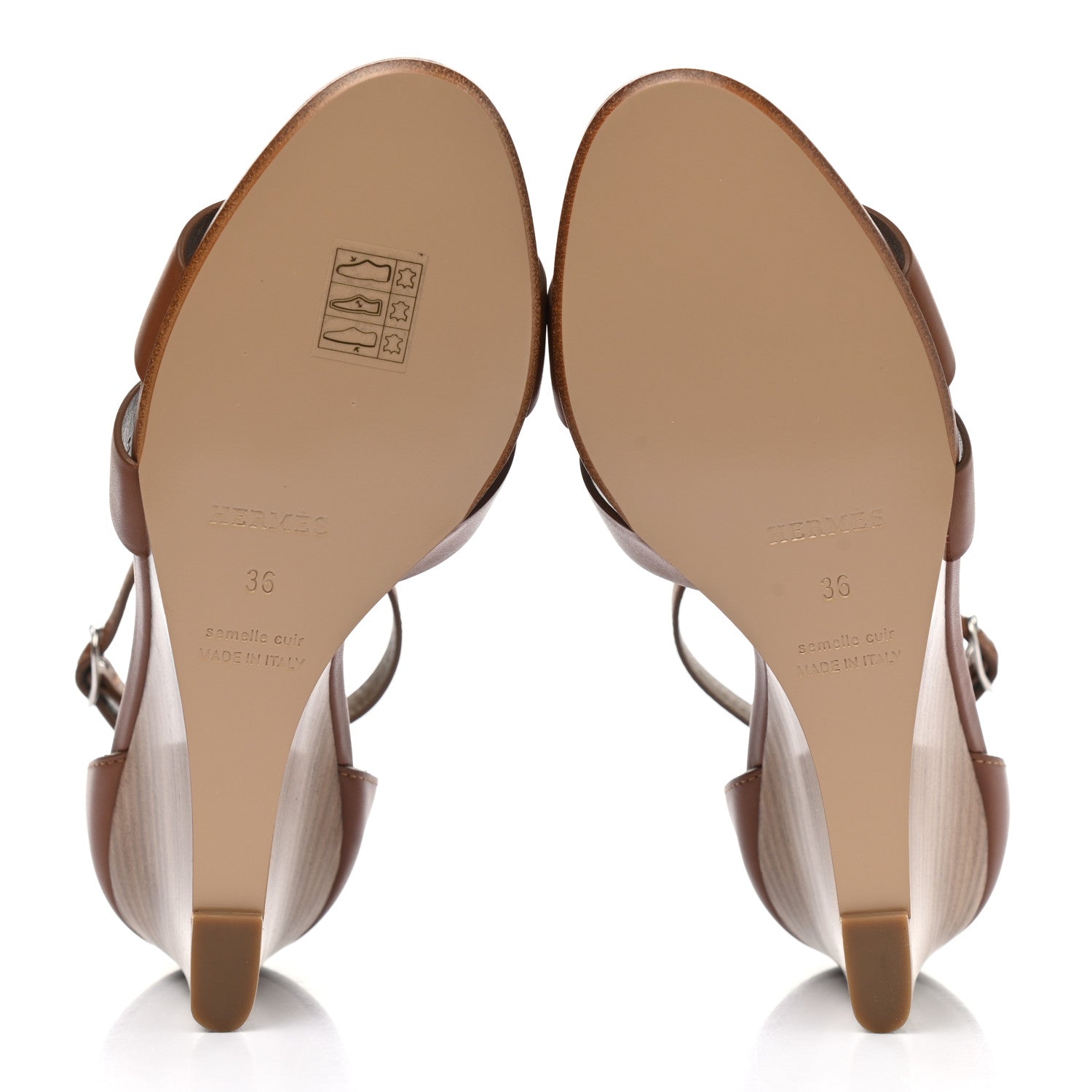 Hermes Calfskin Legend Wedge Sandals 36 Gold 5 of 9