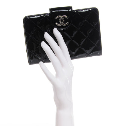 Chanel Patent Quilted Brilliant Zipped Pocket Wallet Black 2 of 7