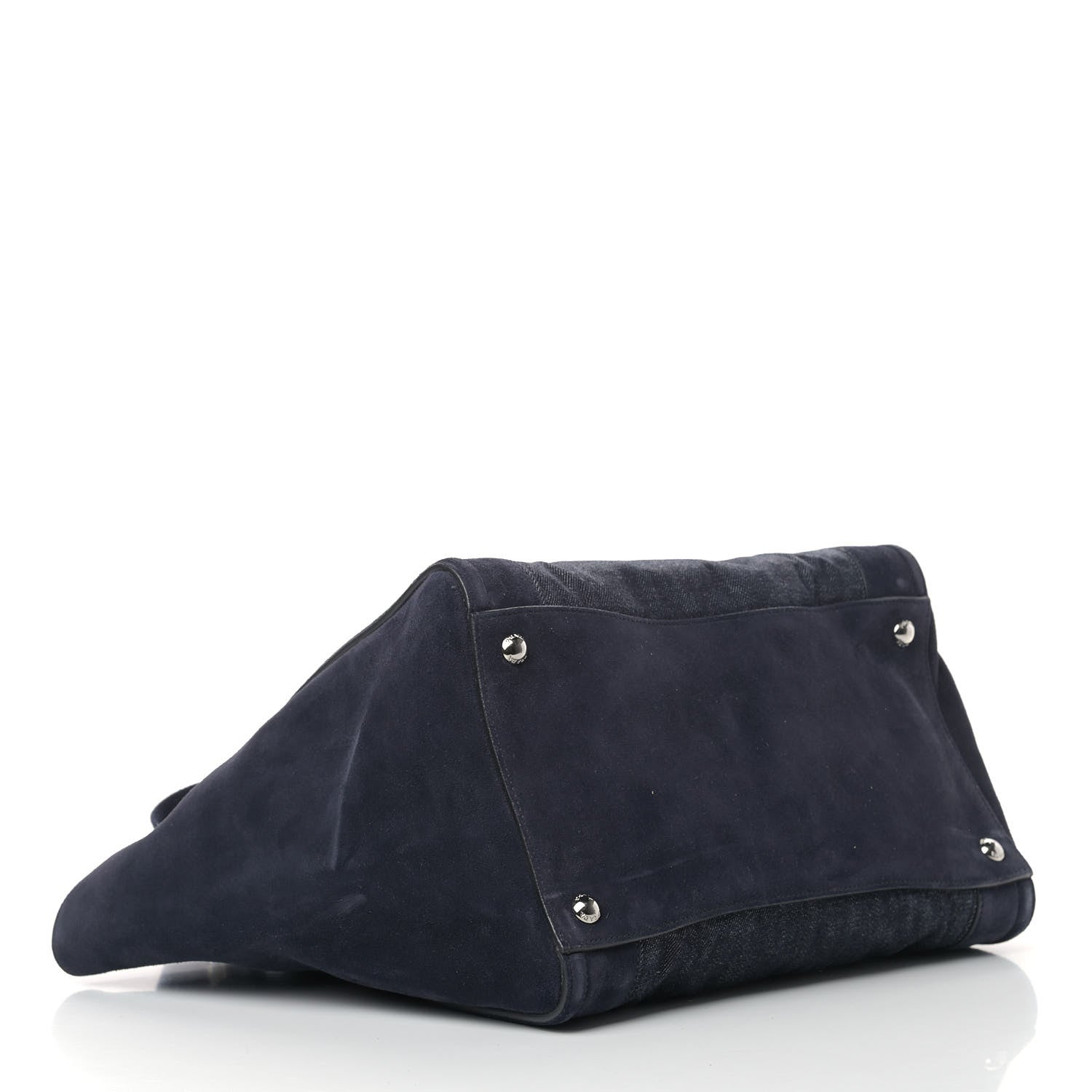 Prada Denim Suede Scamosciato Twin Pocket Tote Bleu 4 of 17