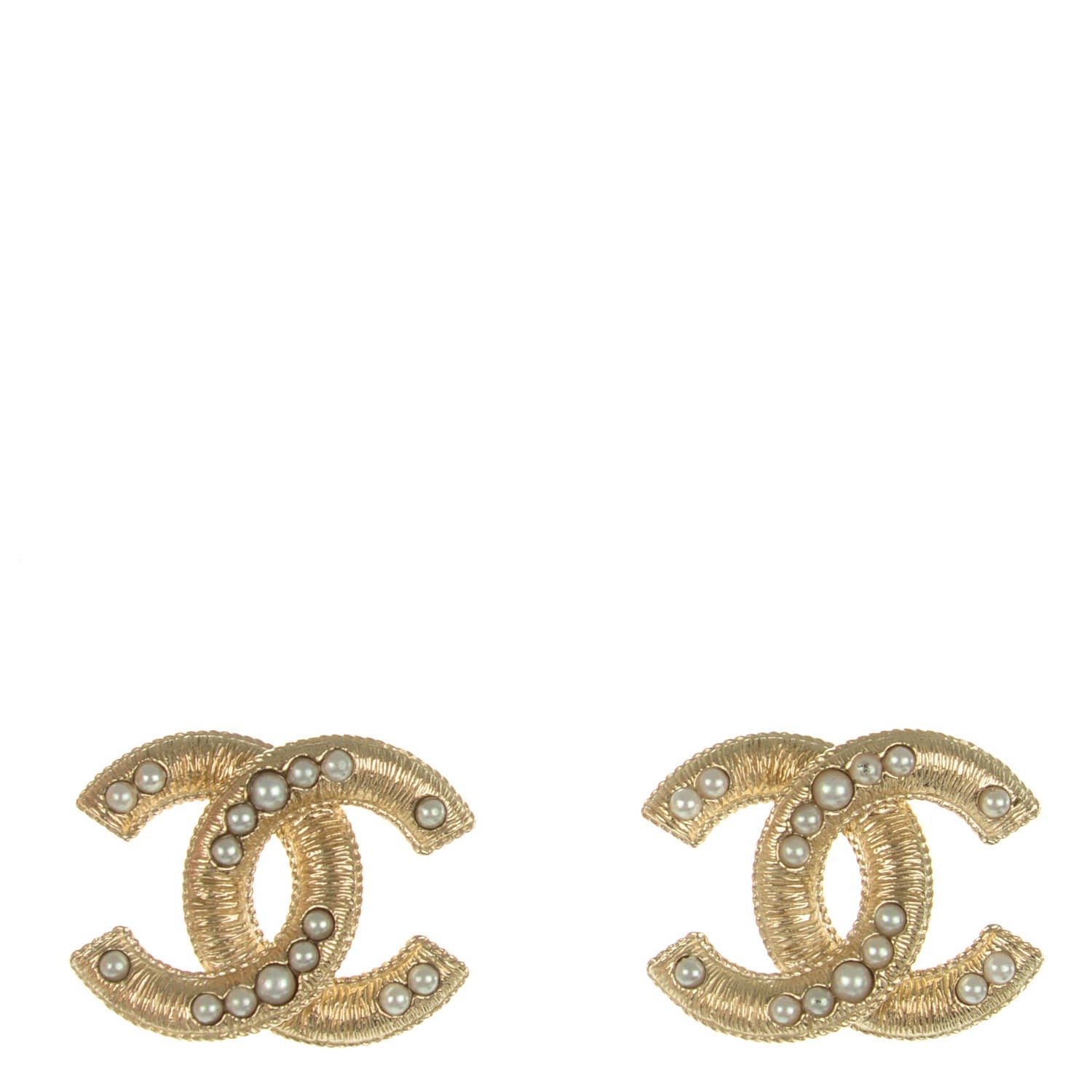 Chanel Pearl CC Earrings Light Gold 1 of 5