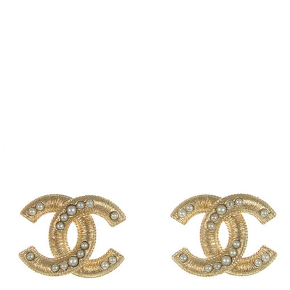 Chanel Pearl CC Earrings Light Gold 1 of 5