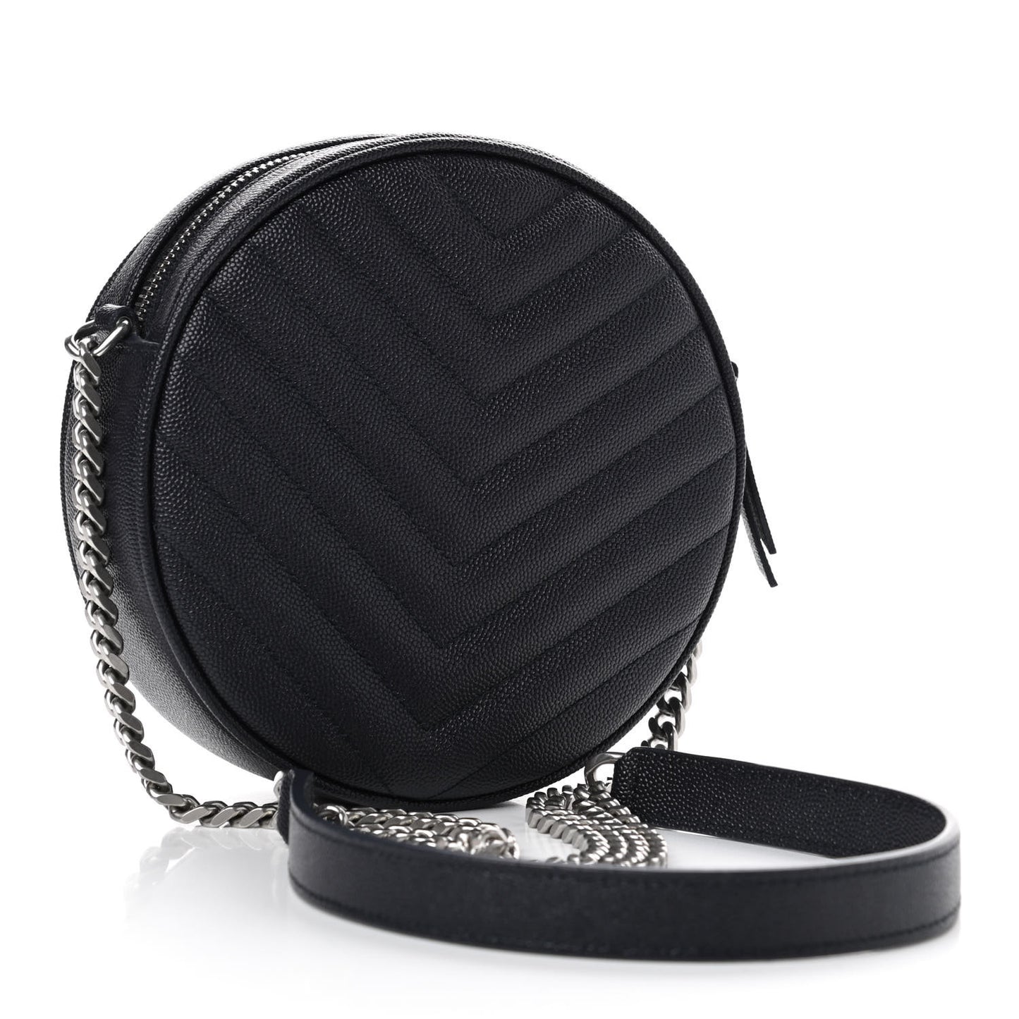 Grain De Poudre Matelasse Chevron Quilted Round Vinyle Camera Bag Deep Marine
