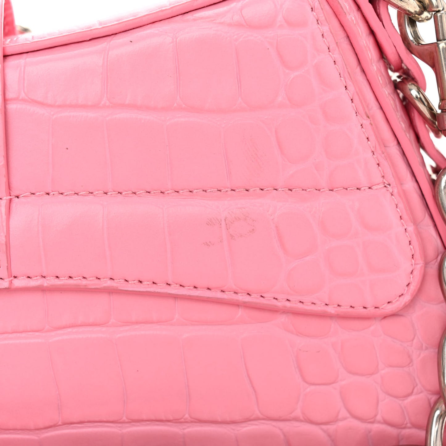 Calfskin Crocodile Embossed Small Lindsay Shoulder Bag Sweet Pink