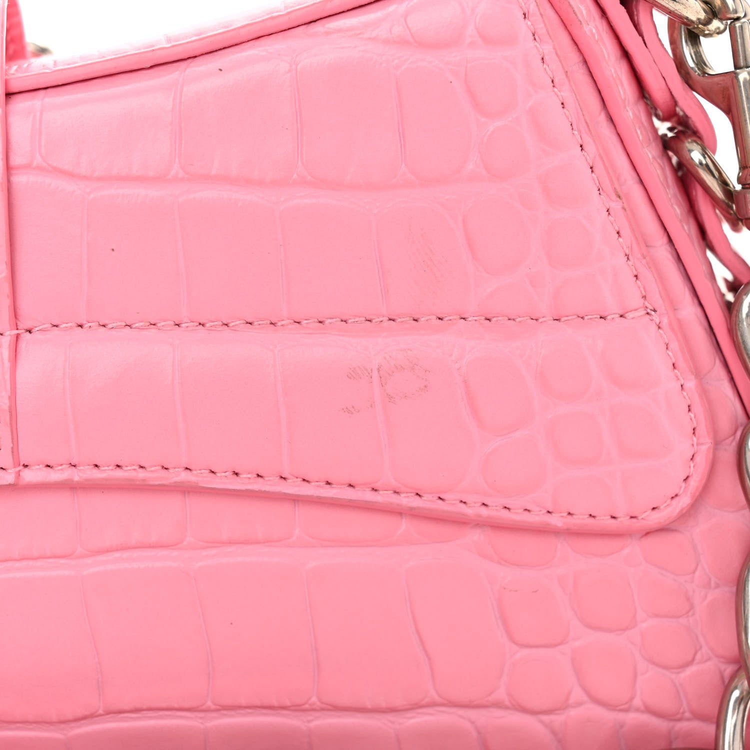 Balenciaga Calfskin Crocodile Embossed Small Lindsay Shoulder Bag Sweet Pink 12 of 12