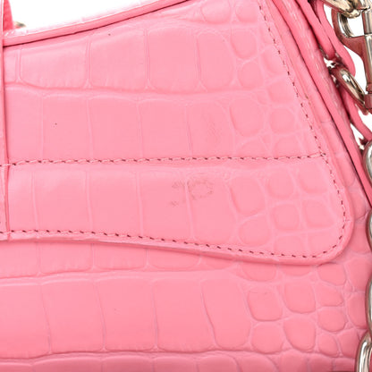 Balenciaga Calfskin Crocodile Embossed Small Lindsay Shoulder Bag Sweet Pink 12 of 12