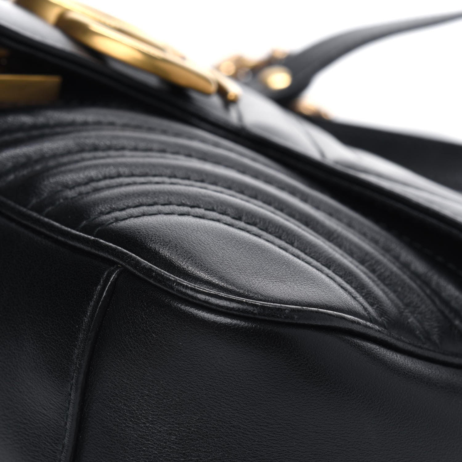Gucci Calfskin Matelasse Small GG Marmont Shoulder Bag Black 9 of 12