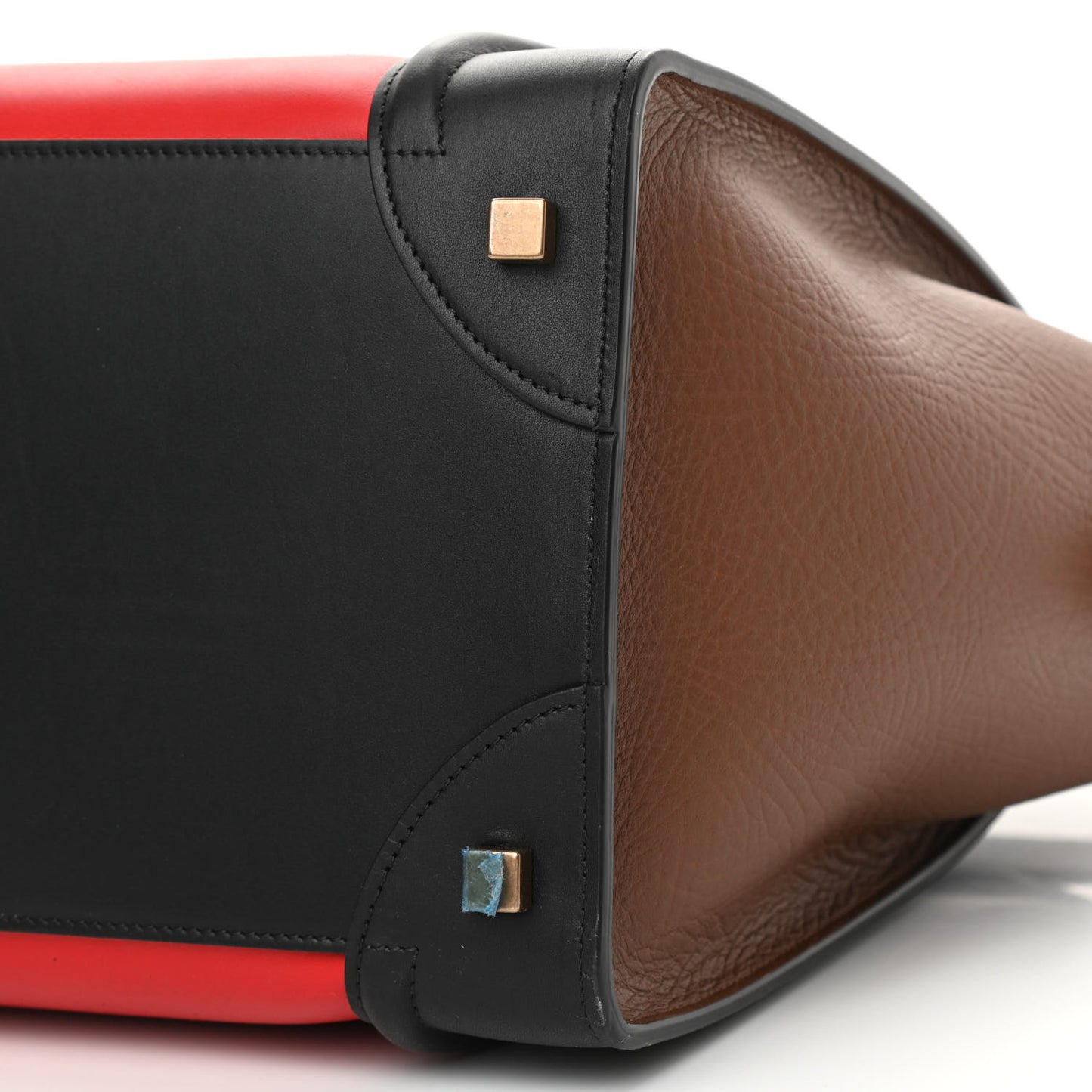 Calfskin Bullhide Mini Luggage Tri-Color Bright Red