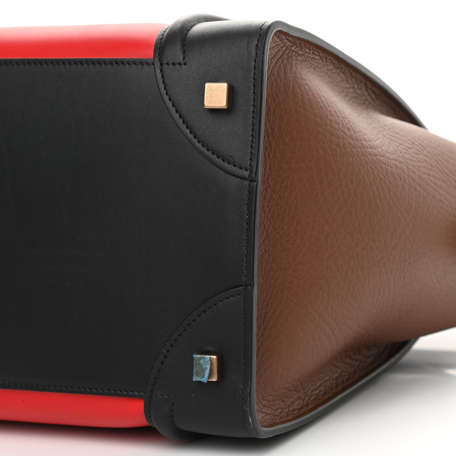 Celine Calfskin Bullhide Mini Luggage Tri-Color Bright Red 9 of 9