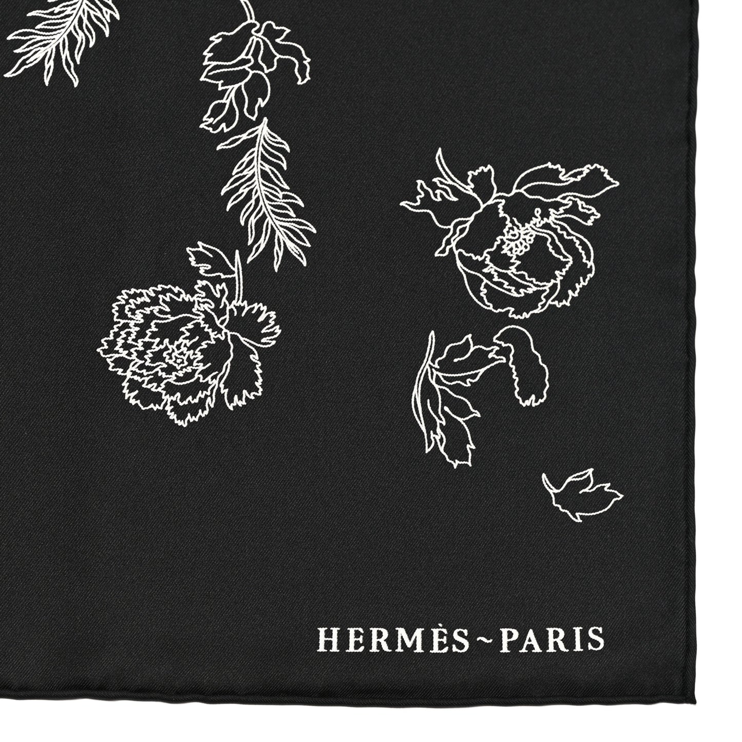 Silk Robe Legere Scarf 90 Black White