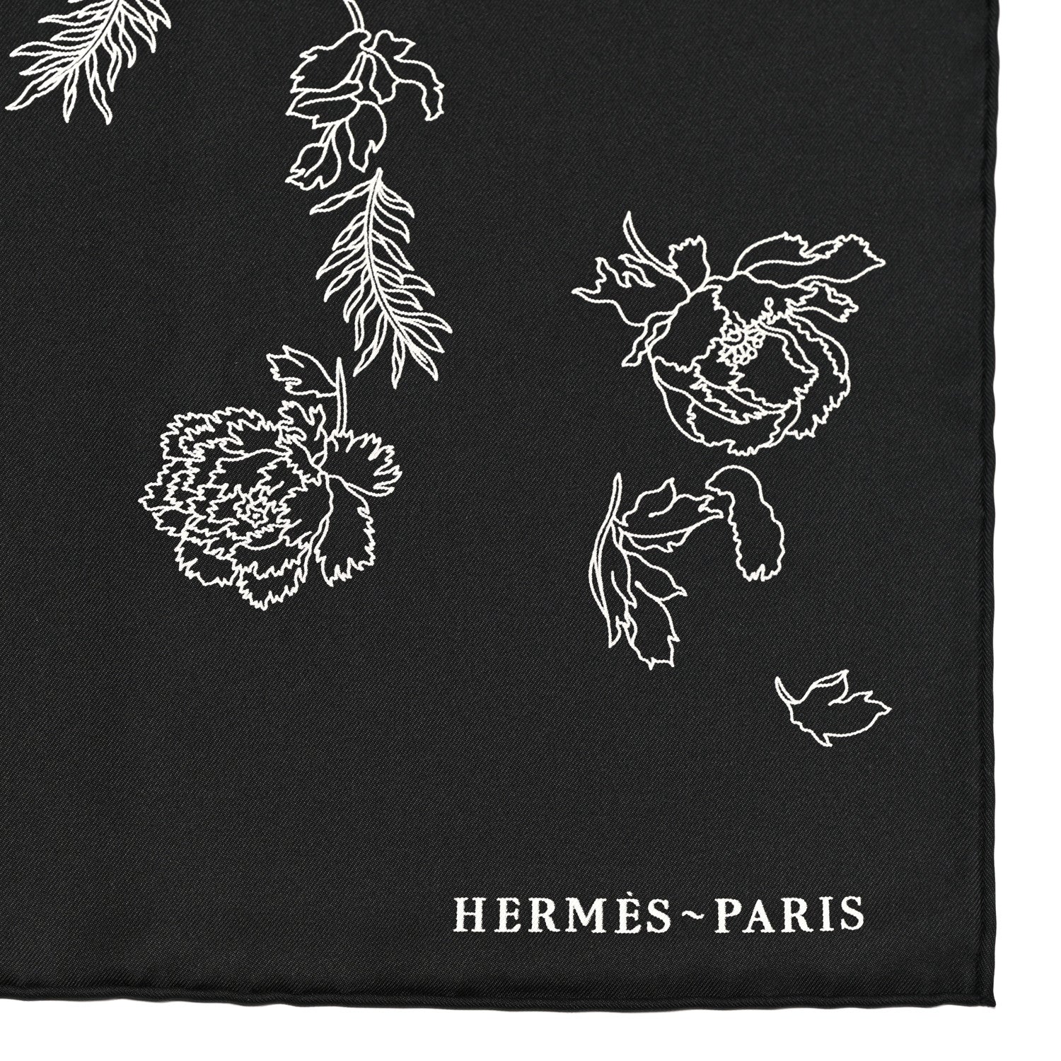 Hermes Silk Robe Legere Scarf 90 Black White 2 of 7