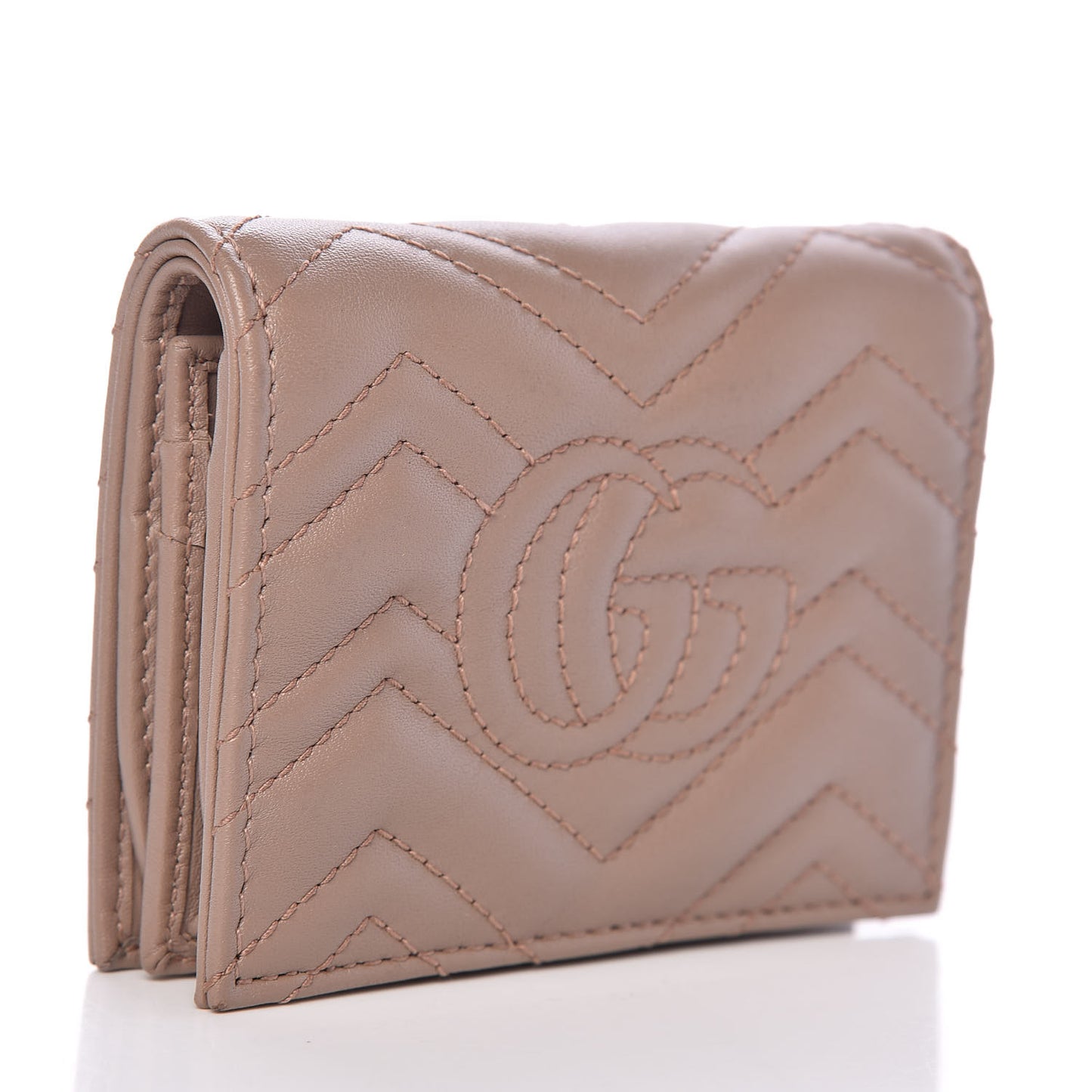 Calfskin Matelasse GG Marmont Card Case Wallet Porcelain Rose