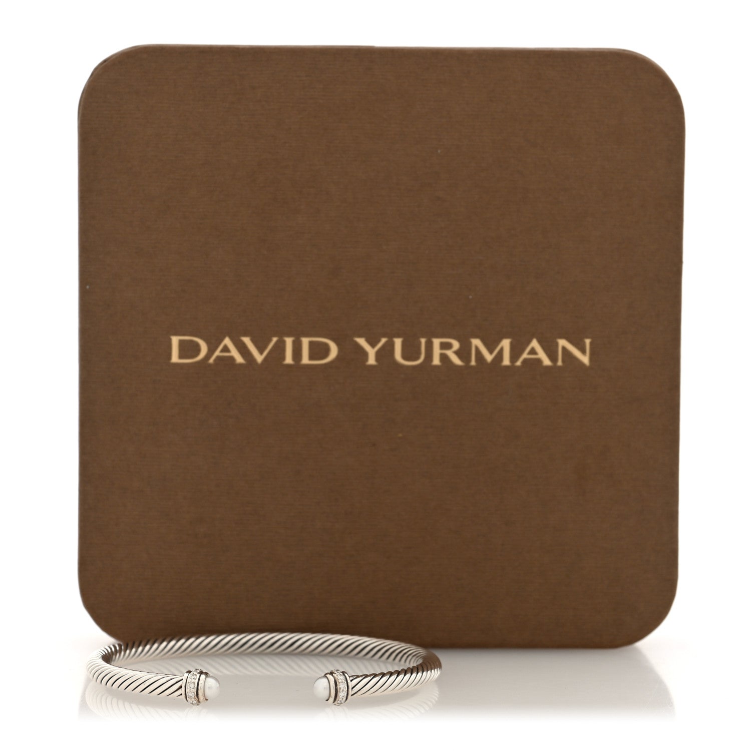 David Yurman Sterling Silver Diamond Cultured Pearl 4mm Cable Classics Bracelet 4 of 4
