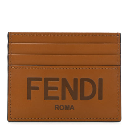 Fendi Vitello King Grace Light Logo Embossed Card Holder Cuoio Ebano 1 of 8
