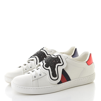 Gucci Calfskin Ayers Web Panther Embroidered Womens Ace Sneakers 36 White 3 of 10