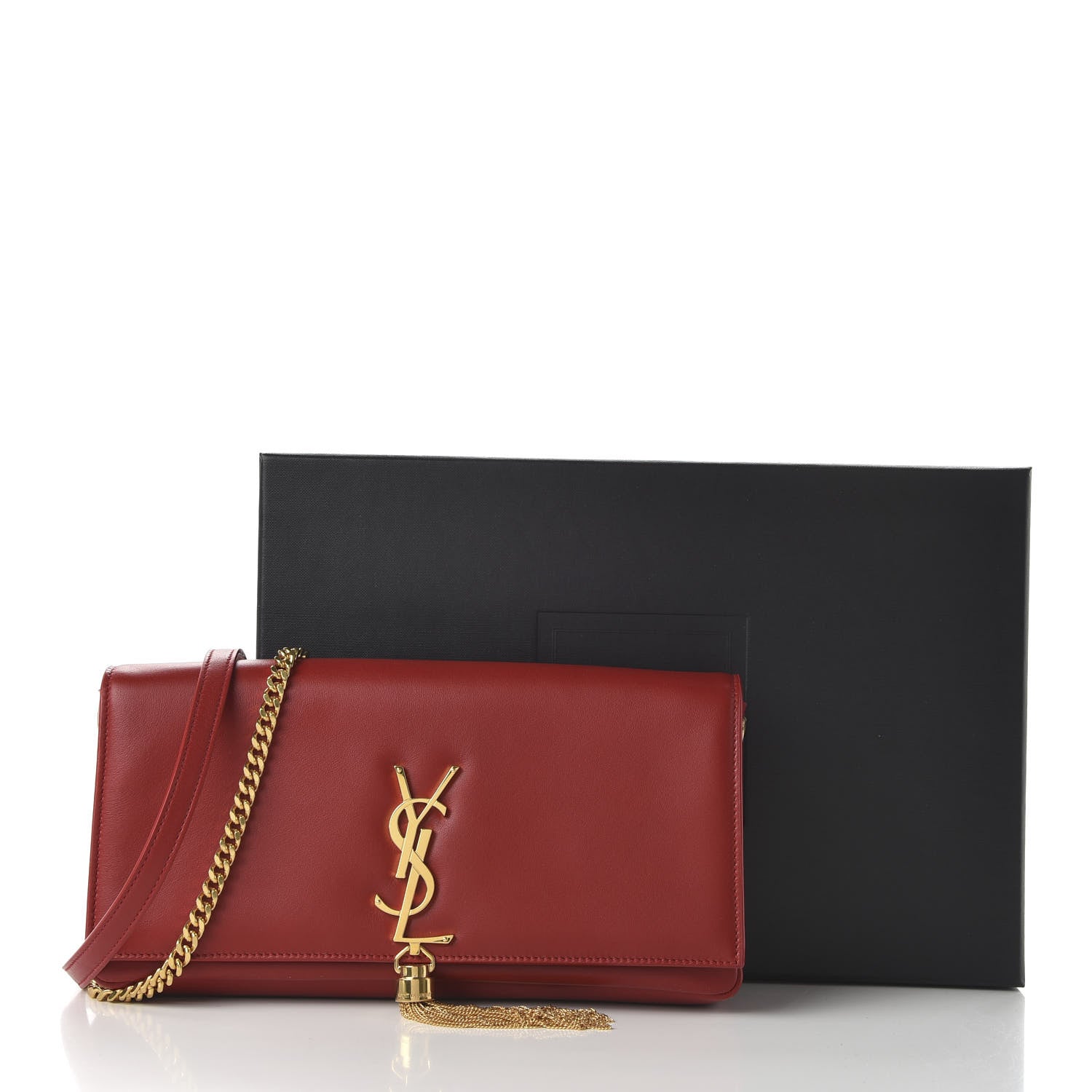 Saint Laurent Lambskin Monogram Tassel Kate 99 Rouge Eros 11 of 11