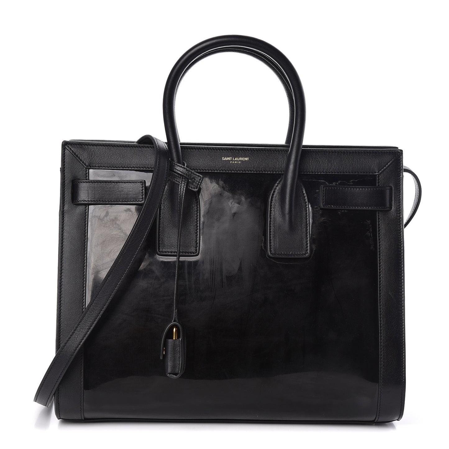 Patent Calfskin Small Sac de Jour Black