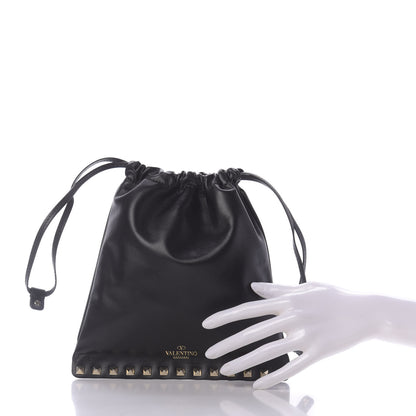 Valentino Garavani Calfskin Rockstud Drawstring Pouch Black 2 of 9
