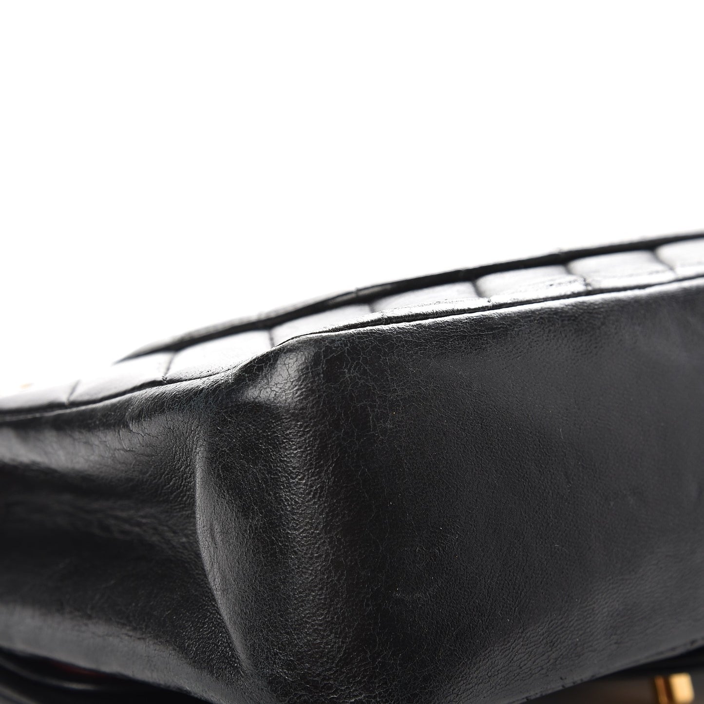 Lambskin Chevron Quilted Medium Double Flap Black