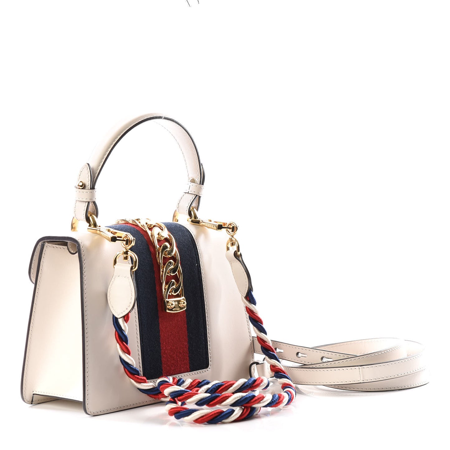 Calfskin Mini Sylvie Top Handle Bag White