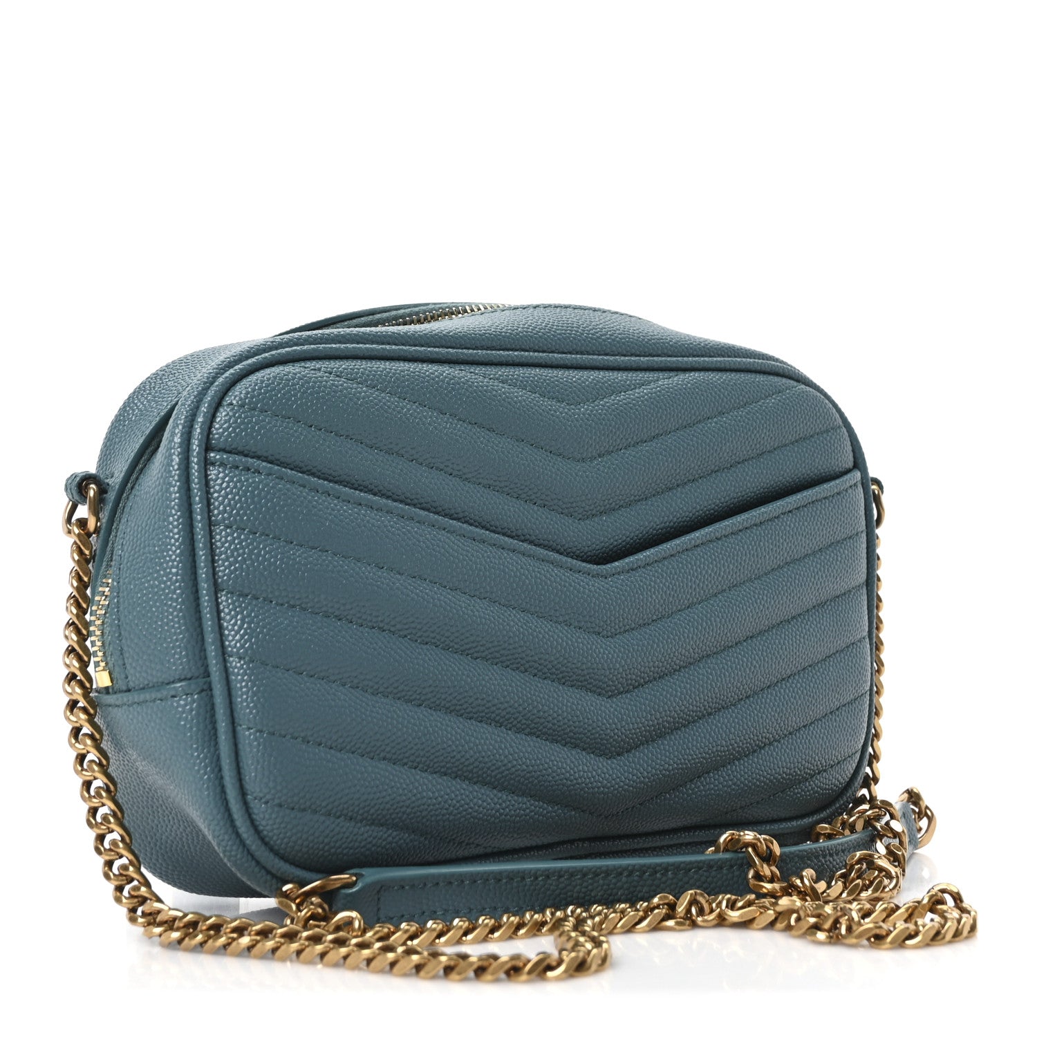 Saint Laurent Grain De Poudre Matelasse Monogram Mini Lou Camera Bag Blue Vert 3 of 11