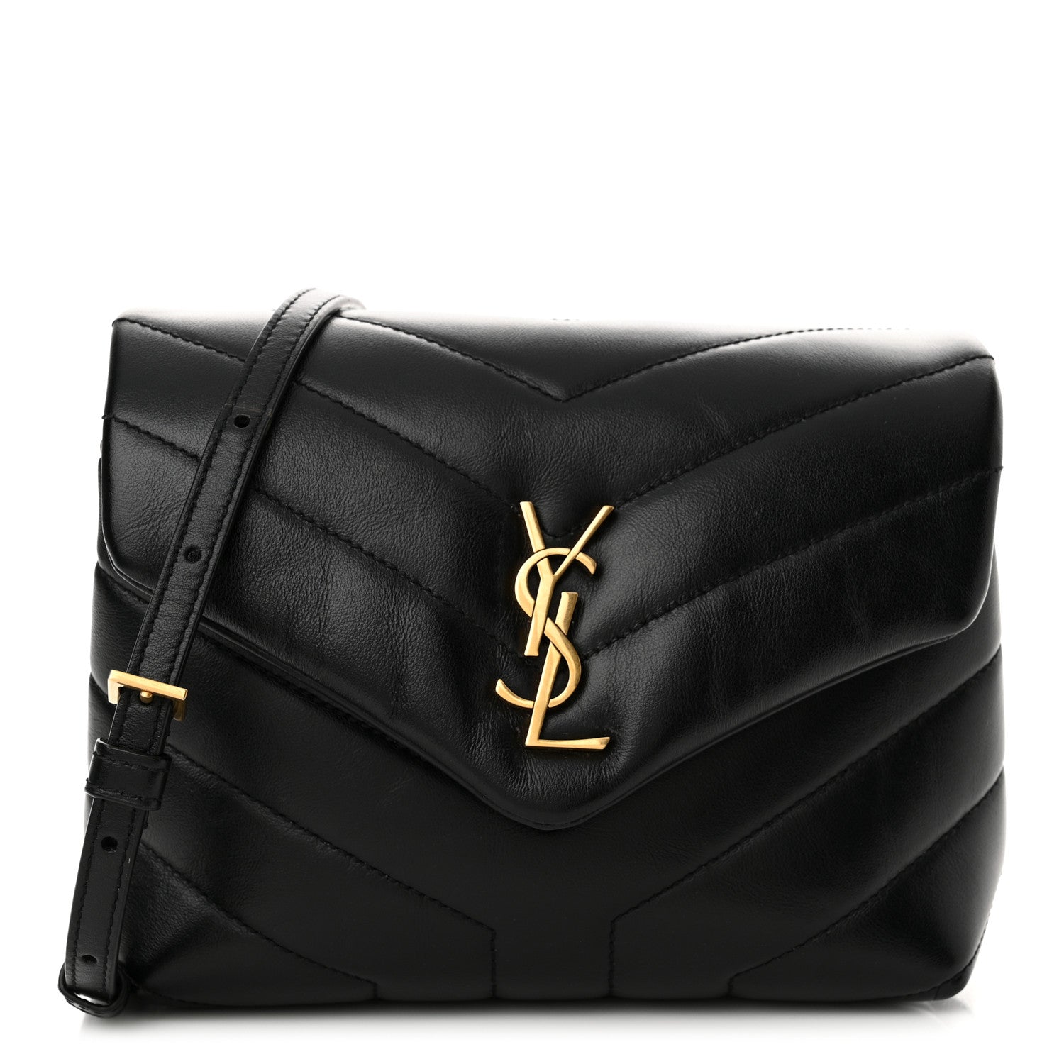 Saint Laurent Calfskin Y Quilted Monogram Toy Loulou Crossbody Bag Black 1 of 13