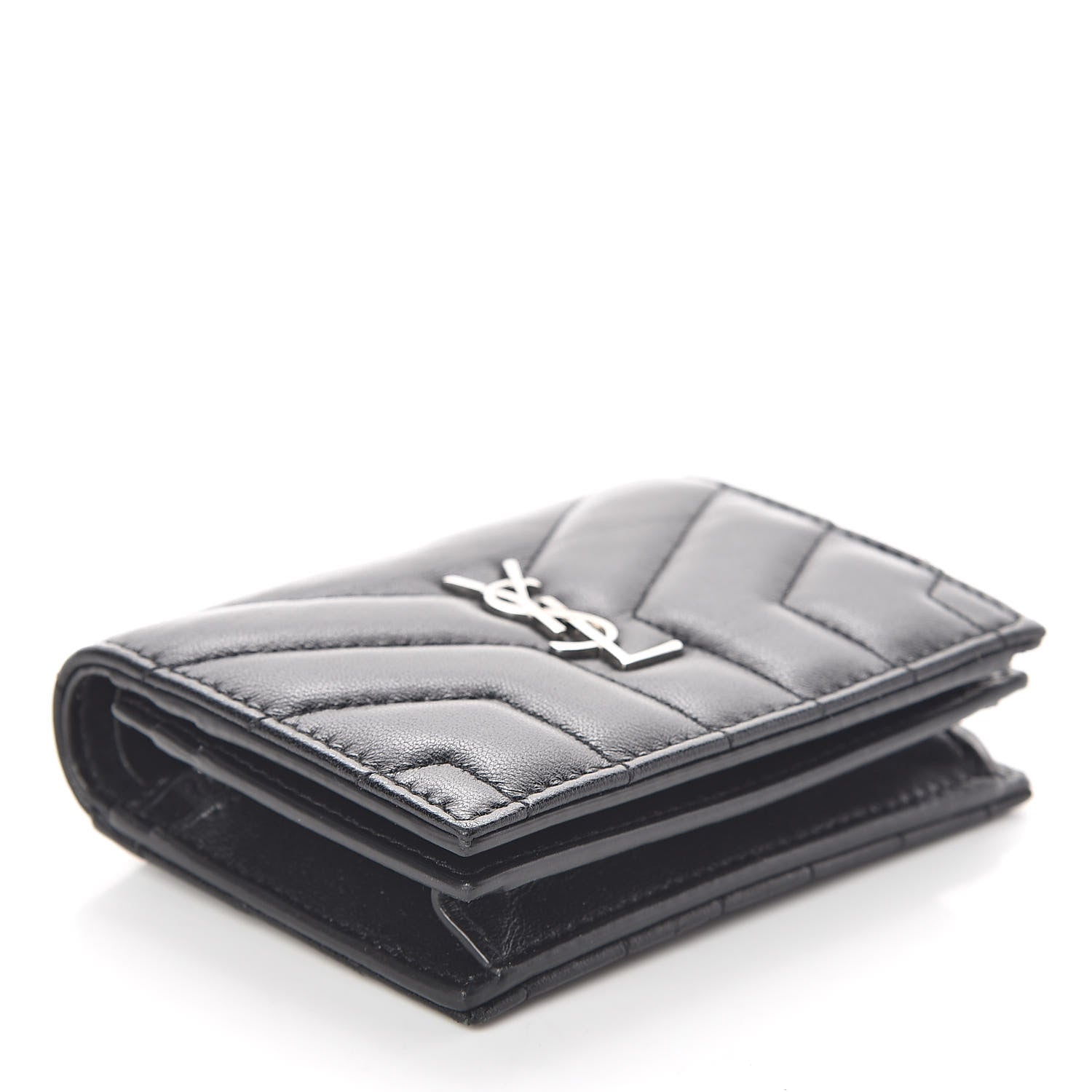 Saint Laurent Lambskin Y Quilted Monogram Loulou Flap Wallet Black 4 of 6