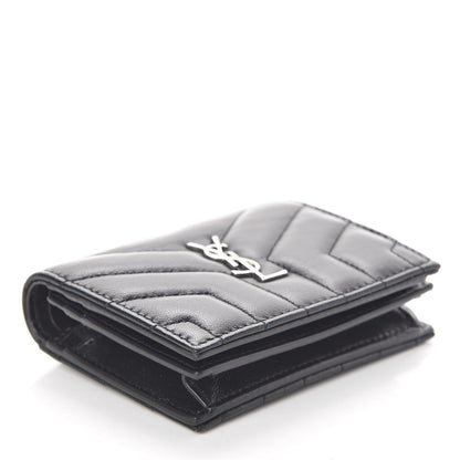 Saint Laurent Lambskin Y Quilted Monogram Loulou Flap Wallet Black 4 of 6