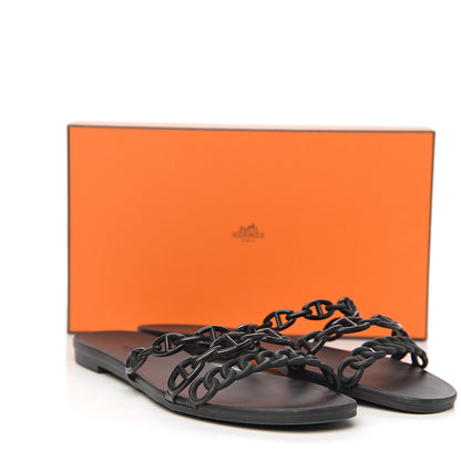 Hermes Rubber Chaine d'Ancre Rivage Sandals 41 Black 10 of 10
