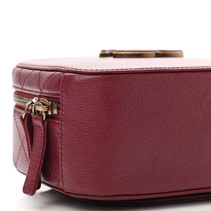 Chanel Shiny Calfskin Goatskin Quilted Small Coco Curve Vanity Burgundy 8 of 9