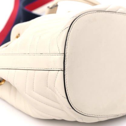 Gucci Calfskin Matelasse Sylvie Web GG Marmont Bucket Bag White 8 of 14