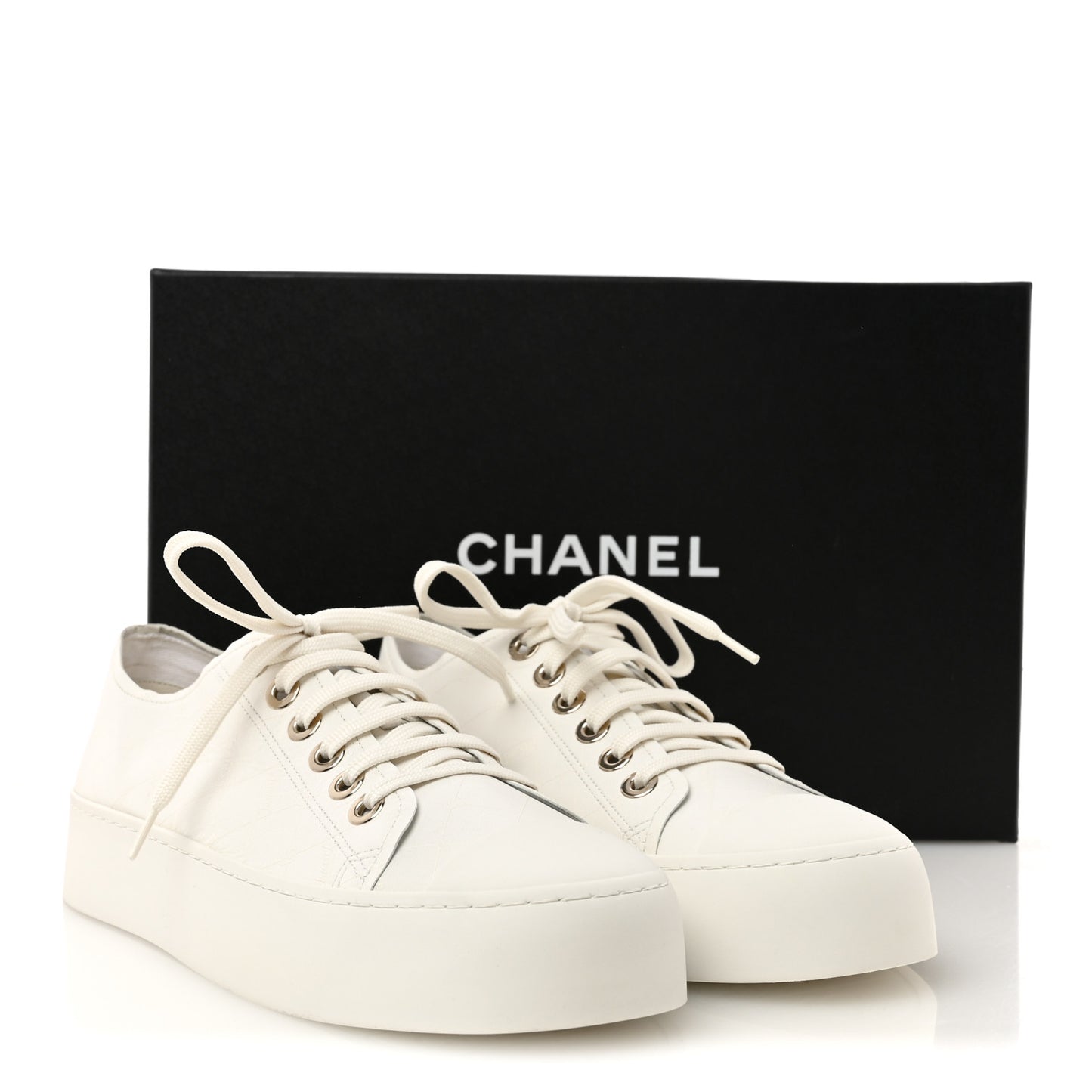 Lambskin Printed Logo Sneakers 40.5 White
