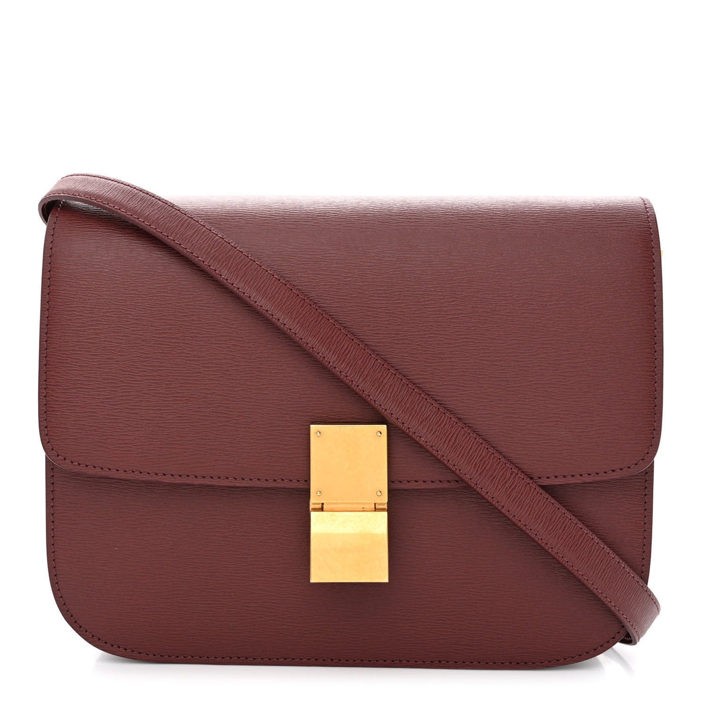 Liege Calfskin Medium Classic Box Flap Bag Burgundy