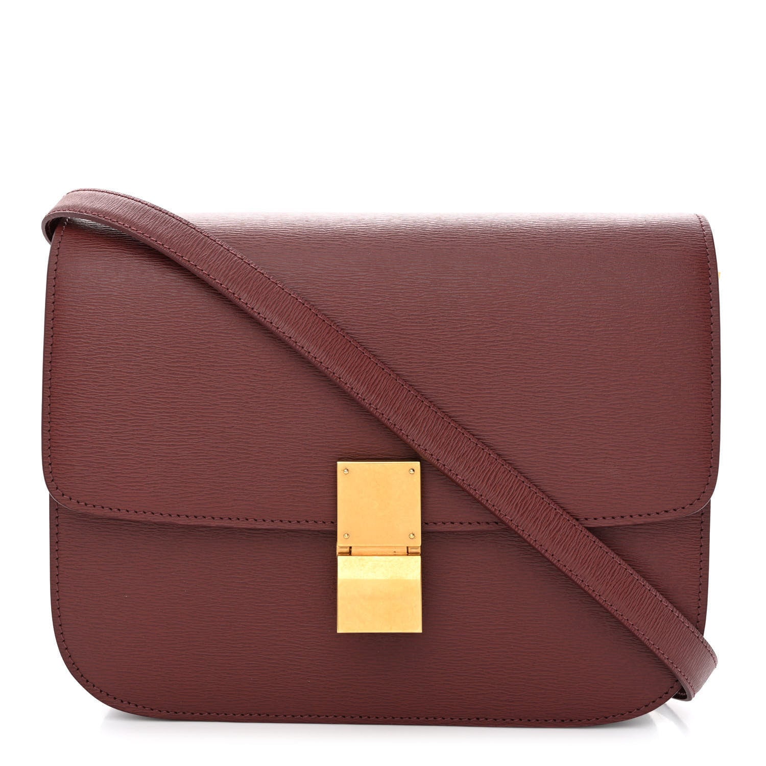Celine Liege Calfskin Medium Classic Box Flap Bag Burgundy 1 of 14