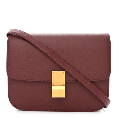 Celine Liege Calfskin Medium Classic Box Flap Bag Burgundy 1 of 14