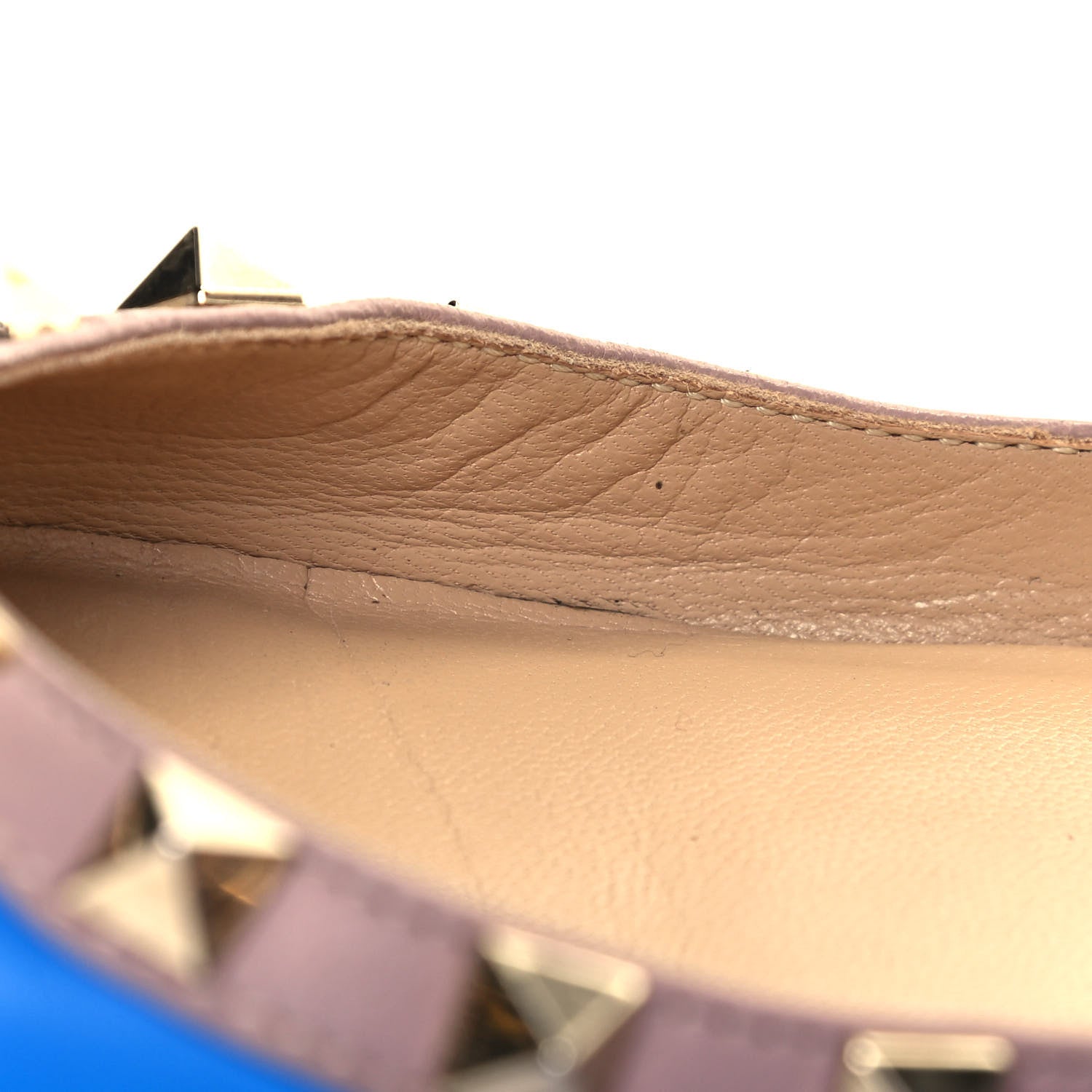 Valentino Garavani Calfskin Nappa Rockstud Ballerina Flats 38.5 Blue Fluo Poudre 9 of 10