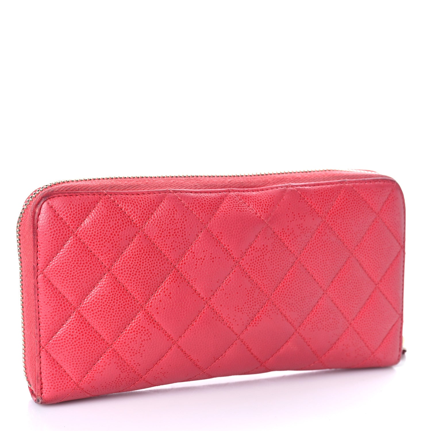 Chanel Caviar Quilted Large Gusset Zip Around Wallet Fuchsia 3 of 22