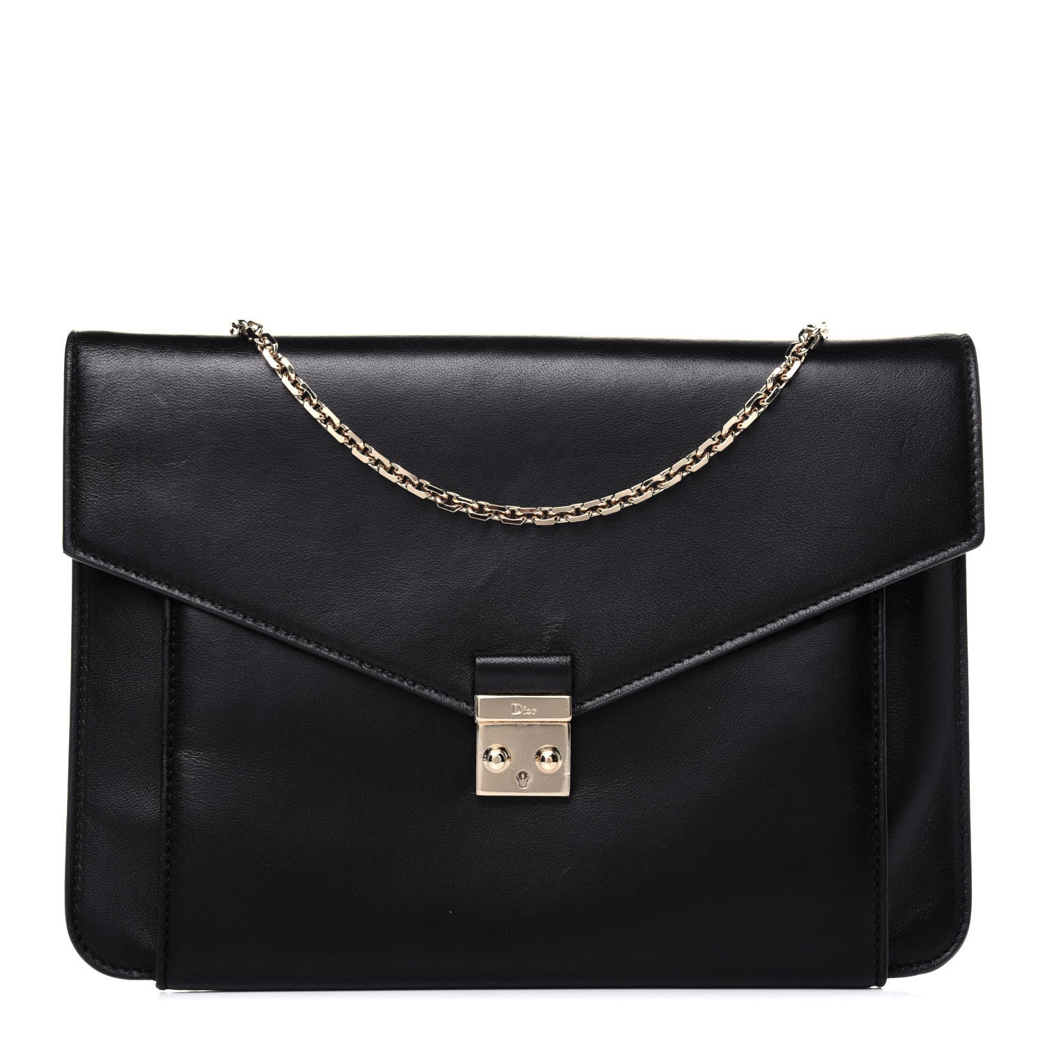 Christian Dior Calfskin Envelope Chain Clutch Black 1 of 12