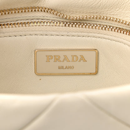 Prada Nappa Re-Nylon Triangle Quilted Patchwork System Flap Shoulder Bag White 6 of 14