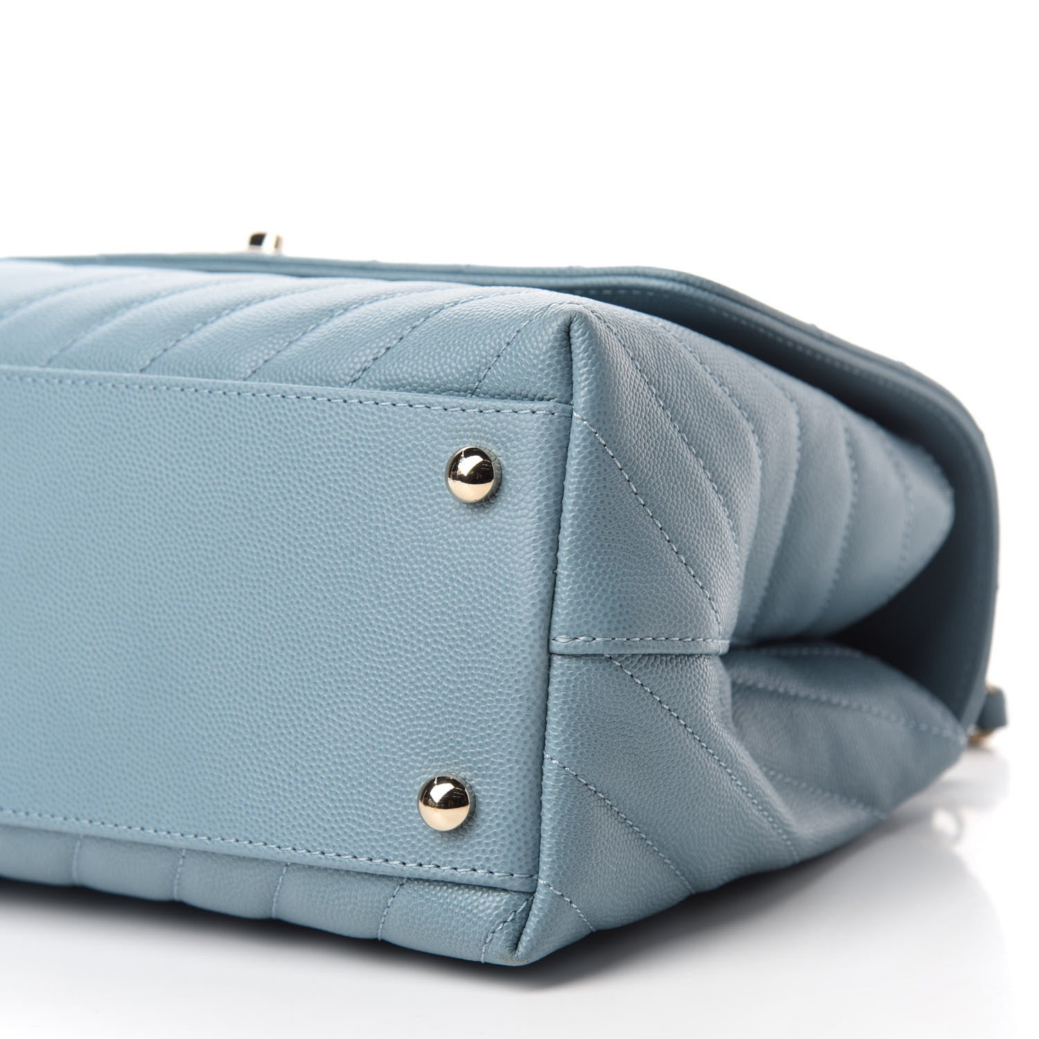 Chanel Caviar Chevron Quilted Small Coco Handle Flap Blue 7 of 11