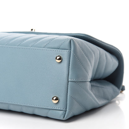 Chanel Caviar Chevron Quilted Small Coco Handle Flap Blue 7 of 11