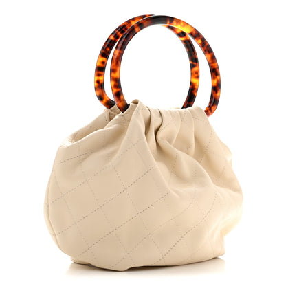 Chanel Lambskin Plexiglass Tortoise Shell Quilted Small Pouch Light Beige 3 of 10