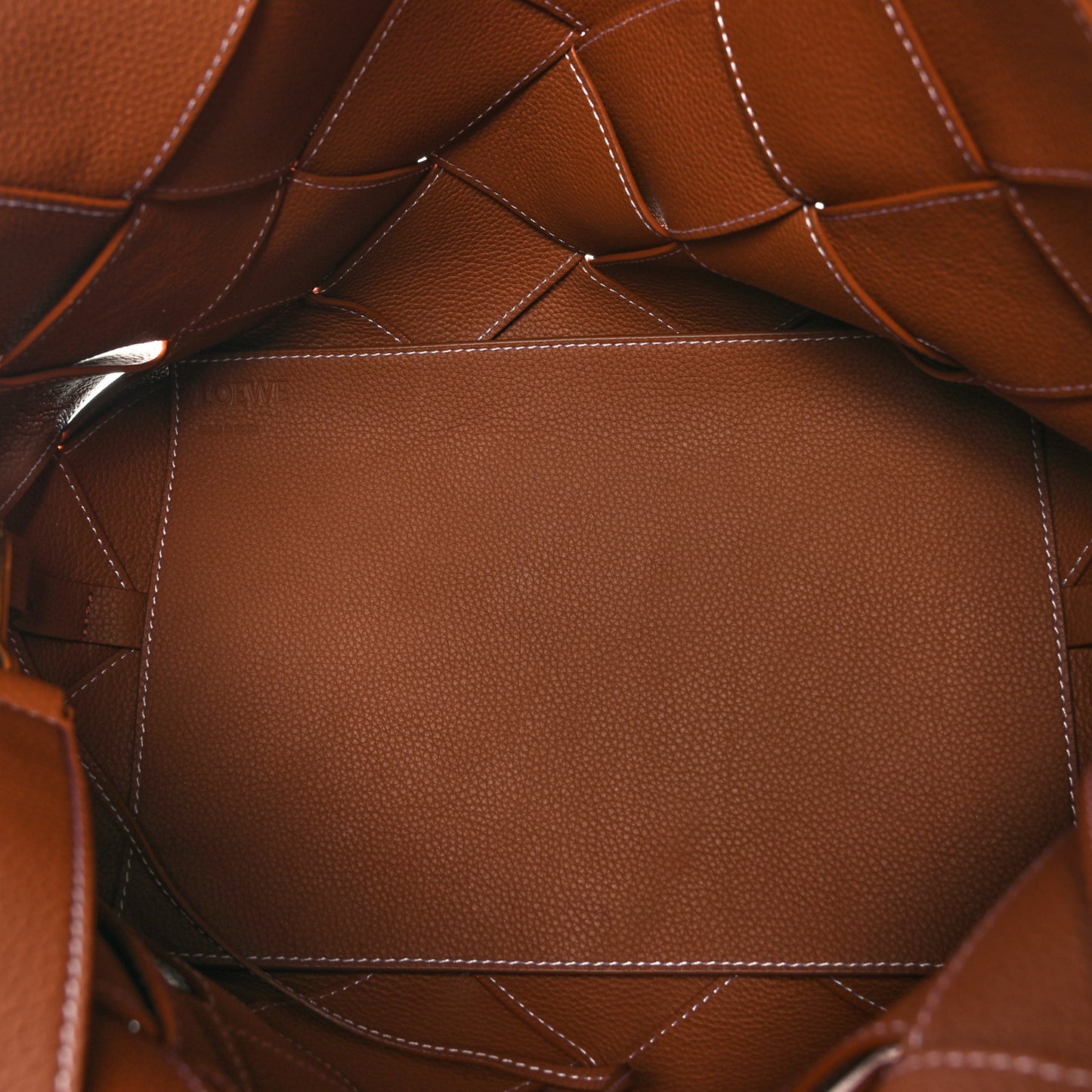Soft Grained Calfskin Woven Basket Bag Tan