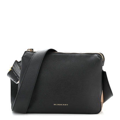 Burberry Soft Grain Calfskin House Check Small Helmsley Crossbody Black 1 of 13