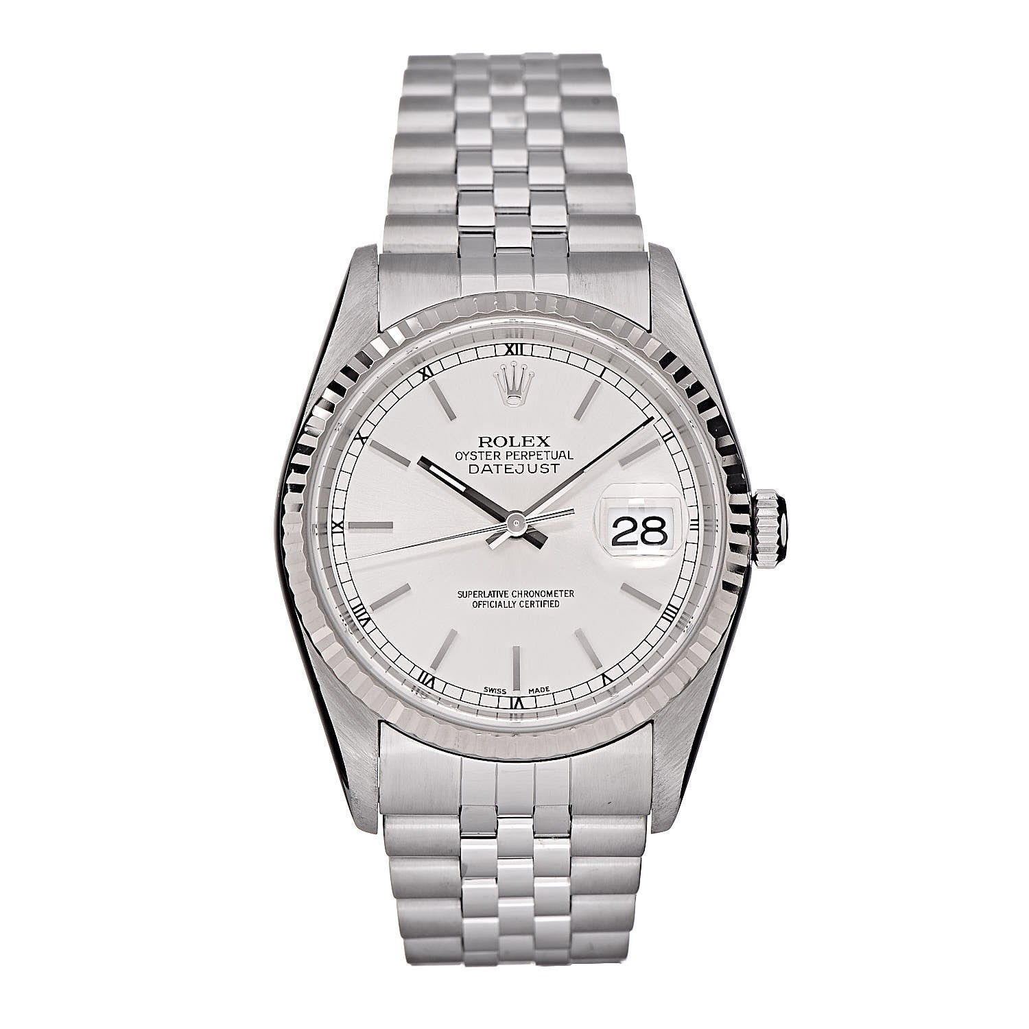 Rolex Stainless Steel 18K White Gold 36mm Oyster Perpetual Datejust Watch Silver 16243 1 of 7